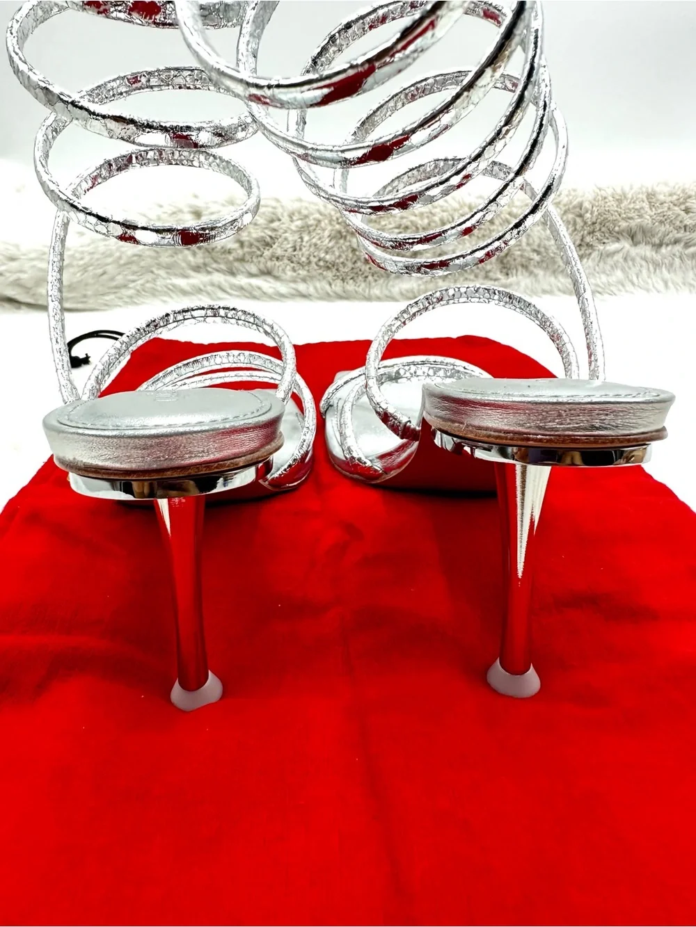 Cult Gaia Kacey Silver Strappy Heels Sandals EU 36 US 6‎ like NEW
